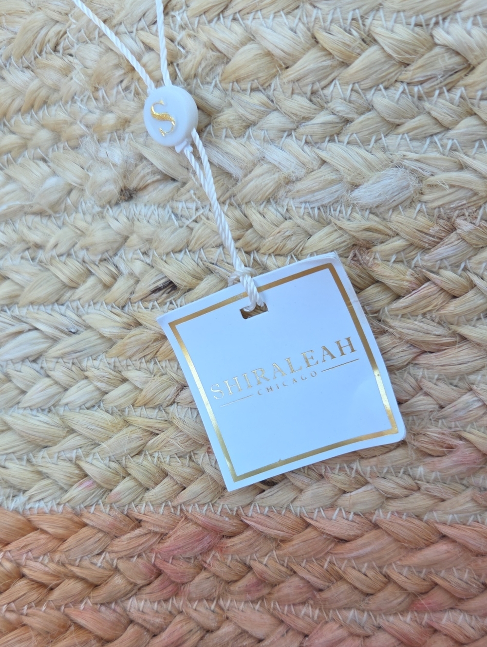 Shiraleah Lucia Tote 100% Jute. Beige, Orange & Coral Ombré Design. Fringe Sides - Picture 4 of 11